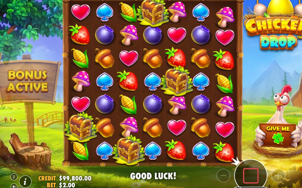 BONUS treasure chest symbols landing on the 7x7 grid