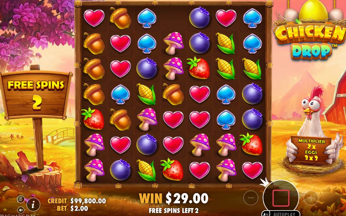 Egg drop on the grid in a Free Spins round