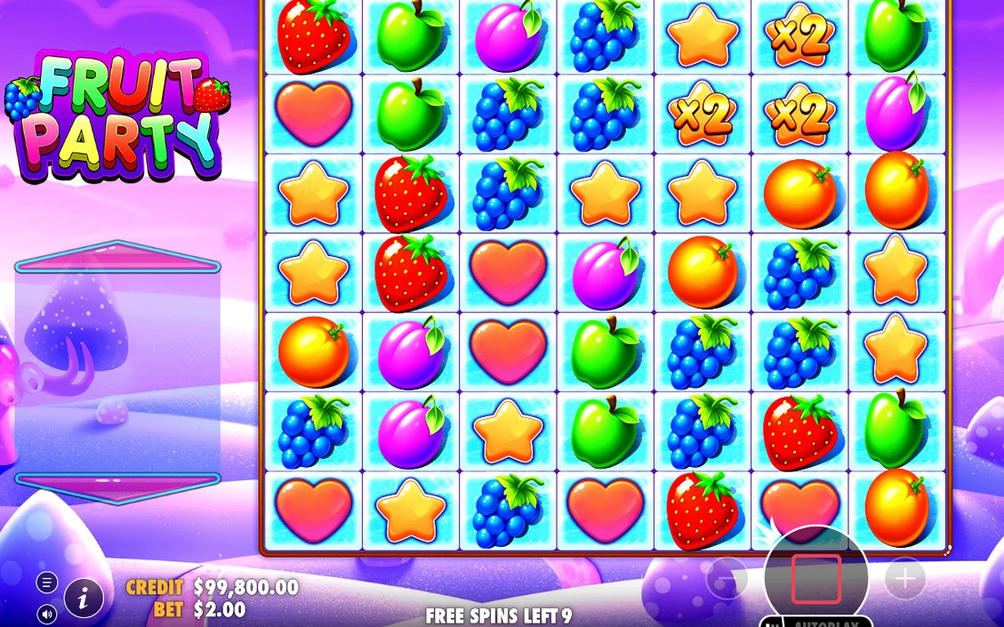 Night-time candy-land background in the Free Spins round