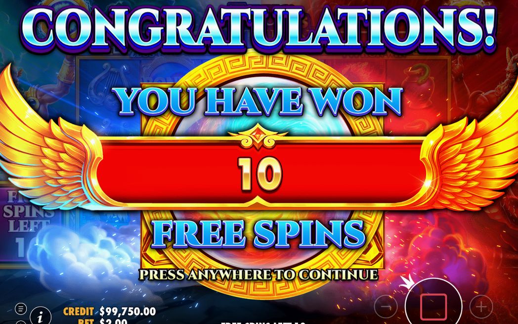 Free Spins screen with the special reel set in play